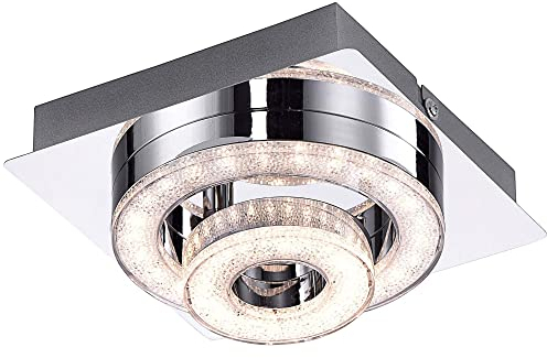 Paul Neuhaus LED Deckenleuchte Chrom Fernbedienung Dimmbar RGBW Farbwechsler Kristalloptik [Energieklasse A]