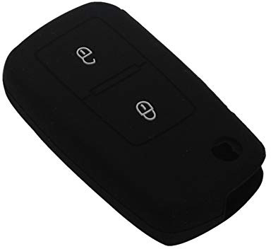 Happyit Silicone Car Key Cover Case for VW Volkswagen Amarok Polo Golf 4 5 6 MK4 Bora Jetta 2 Buttons (Black)