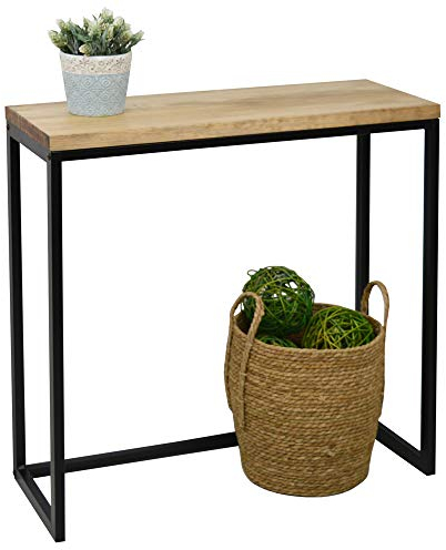 DS Dropshipping iCub Konsolentisch / Wandtisch, Tischplatte mit einer Dicke von 3 cm, Massivholz, 80 x 30 x 80 cm, Vintage-Effekt