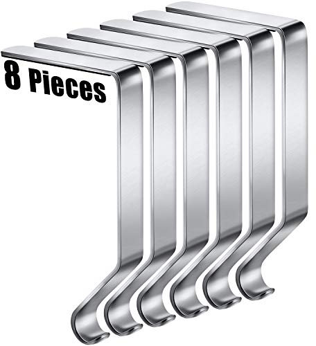 Weihnachtsstrumpfhalter aus Metall, Weihnachtsdekoration, Haken für Kaminsims, Treppe, Weihnachtsstrümpfe (Silber, 8)