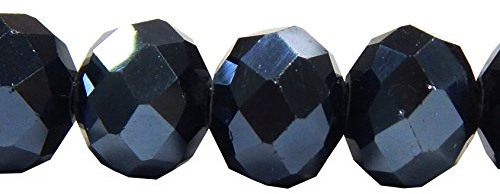Tschechische Kristall Glas Perlen CZ Böhmische Facettierte Rondelle Glasperlen 4/6/8/10 mm (Metallic Schwarz, 6x4 mm)