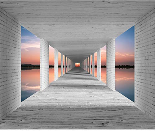 decomonkey Fototapete Landschaft 350x256 cm XL Tapete Fototapeten Vlies Tapeten Vliestapete Wandtapete moderne Wandbild Wand Schlafzimmer Wohnzimmer 3d Effekt Natur Architektur Ziegel