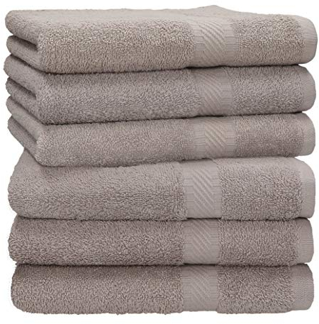 Betz Handtuch 6er Pack Handtücher Set Palermo Größe 50x100 cm 100% Baumwolle - gut trocknend, leichte Qualität - ideal für Sport, Strand, Reisen Farbe Stone