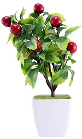 Vosarea Tragbare Dekoration Künstlicher Kirschbaum Kunstpflanze Künstlicher Obstbaum Kirsche Bonsai Seidenblume Pflanzentöpfe