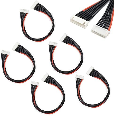 elechawk JST-XH 6S Balance-Stecker-Verlängerungskabel, 7-polig, 200 mm, 5 Stück, für LiPo-Akku, Balance-Laden, 22 AWG, Silikon (6S)