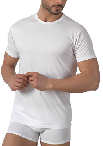 Baci e Abbracci 3 Magliette Intime Uomo Cotone Elasticizzato Pacco da 3 T Shirt Uomo Manica Corta Cotone Bielastico Maglietta Uomo Nera o Bianca