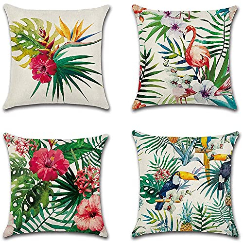 ARVOV Outdoor Kissenbezug, Garten Kissenhülle, Wasserdicht Kissenhülle Kopfkissenbezug mit PU Beschichtung für Sofa Couch Stuhl Garten Lounge Kissen Deko - 18 x 18 Zoll - Gelb (Flamingo)