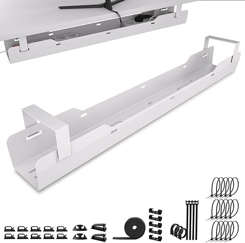 Ultimate Setup® Kabelwanne Schreibtisch für bestes Kabelmanagement - Im Kabelkanal Schreibtisch einfach Kabel verstecken (weiß)