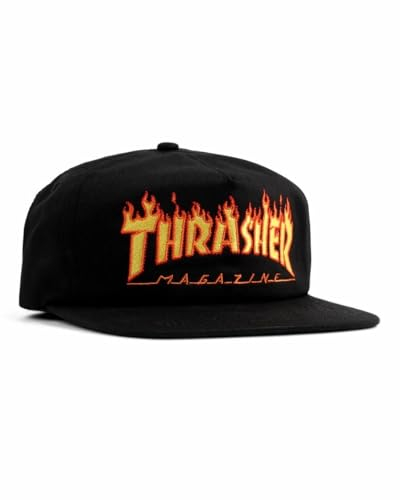 Flammenbestickter Snapback, schwarz