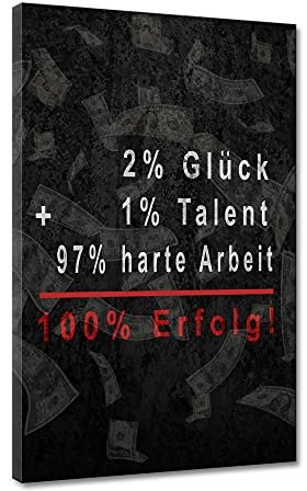 Hustling Sharks® Motivationsbild als XXL Wandbild Erfolgsrechnung - Hochformat (30x40cm), Leinwand für Büro, Erfolg Spruch