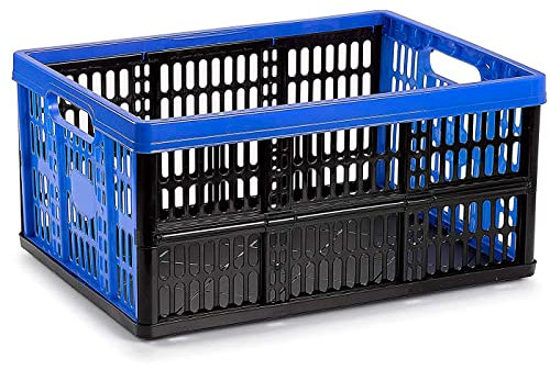 Acan Tradineur - Caja plegable de plástico 32 litros, 22,5 x 47,2 x 34,5 cm, peso máximo 18 kg, caja, contenedor con asas para transporte y almacenamiento de objetos, alimentos