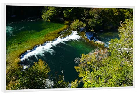 artboxONE Poster mit weißem Rahmen 90x60 cm Natur Wasserfälle, Krka NP - Bild krka dalmatien fluss