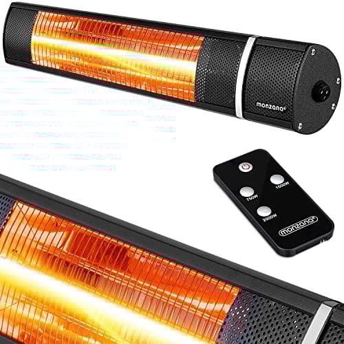 Monzana® Stufa Elettrica a Infrarossi 3 Livelli di Calore 2000W Custodia Protettiva Inclinabile 90° Telecomando Esterno