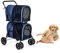 GOPLUS Doppeltschichtiger faltbarer Haustierwagen, 2-stufiger 3-in-1 Haustierwagen auf Rädern, 2 Bremsen, Abnehmbare Taschen, Klappbare Stahlstruktur, für Katze und Hund (Blau)