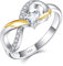 Starchenie Unendlichkeit Ring 925 Sterling Silber Herz 3A Zirkon Gold Flügel Verlobungsring für Damen