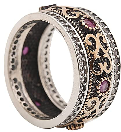 PAIHUIART Ring Ringe Damen Bijouterie Frauen Schmuck Damenring Eheringe Eingelegter Amethyst-Blumen-Damen-Ring Mode-Elegante Damen-Schmucksachen 6 Ringe