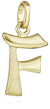 NKlaus Kettenanhänger Buchstabe F 333 Gelb Gold 8 Kt teilmatt 14x10mm Alphabet Amulett 13299