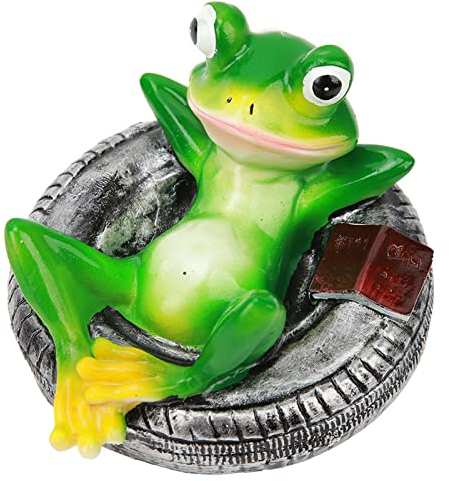 Frosch-Teich-Ornament, Harz Vermeidet Verblassen, Leicht Schwebendes Wasser, Schwimmende Frosch-Gartenstatue Geeignet für Hausgarten Hof (Frosch, Der Auf Reifen Liegt)