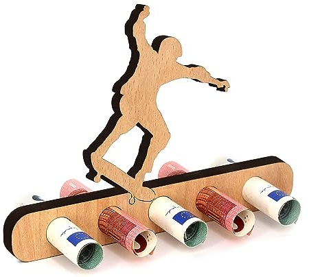 Giftota - Originelle Geburtstag Geldgeschenk Holz - Geschenk für Skateboarder - Skateboard Geldgeschenk - Geschenke aus Holz - Geschenke Geldgeschenk für Frauen & Männer