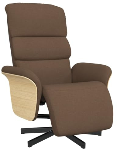 vidaXL Relaxsessel, Drehbar Sessel mit Liegefunktion, Fernsehsessel Verstellbare Rückenlehne Fußteil, Liegesessel Ruhesessel Polstersessel, Braun Stoff
