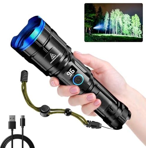 Wind&Moon High Lumen Taschenlampe LED - USB-Aufladbar, Einstellbare Brennweite & Superhell, IPX6 Wasserdicht, 7 Lichtmodi, Magnetische Taktische Taschenlampe Für Outdoor, Angeln, NotfäLl