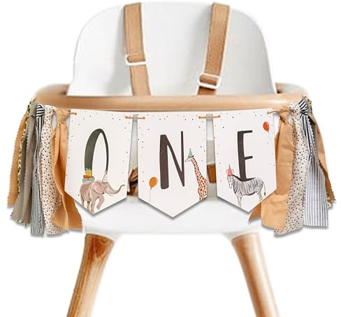 MUWEOL Animal High Chair Banner - Jungle Safari High Chair Banner for Baby,Animal 1st Birthday Decorations,Woodland Animal Garland