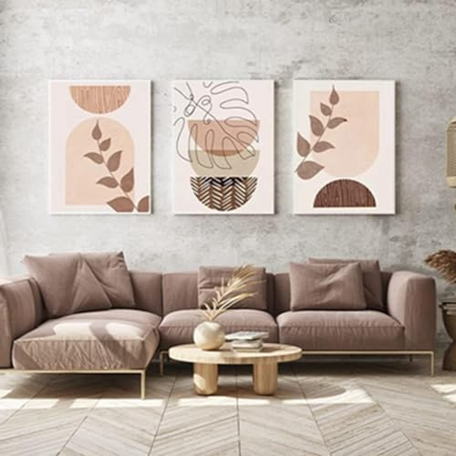 Aesthetic Pflanze Bilder Boho Deko Bilder Moderne Abstrakt Kunst Wandbilder Bohemian Poster Set,Ohne Rahmen (Set-07,30x40cm*3Pcs)