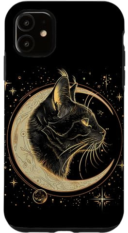 Katze Halbmond Gothic Hexe Schwarz Katzenliebhaber Hülle für iPhone 11