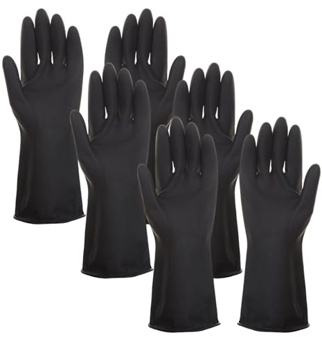 XNIVUIS 3 paires Gants de Menage de Vaisselle Gants de Protection Chimique en Latex Naturel Gants en Latex Résistant aux Produits Chimiques, Résistants aux Produits Chimiques, Taille Unique (Noir)