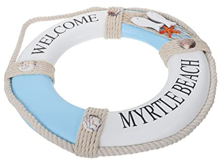 IMIKEYA Holz Rettungsring Wandornament Küstenstil Dekoration Ozean Thema Wohnaccessoire Hängedeko Innenhof Schmuck