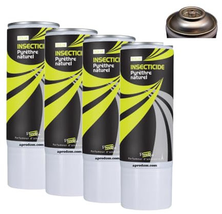 Aerosol Pyrethre Naturel recharges 4x400ml Anti Mouches, Moucherons, Moustiques, Mites, Punaises de Lit (4)