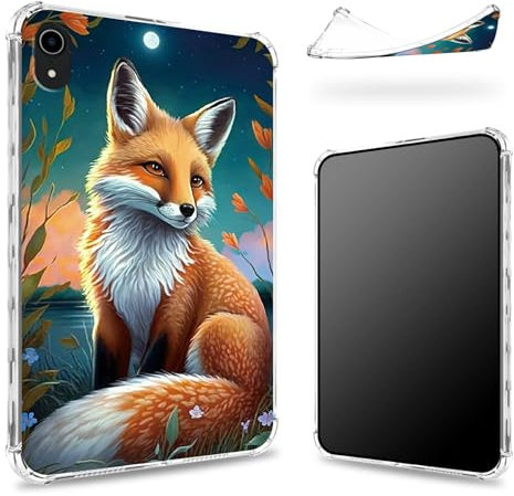 Funda diseñada para iPad de 11ª generación 2023/iPad de 10ª generación 2022 de 10.9 pulgadas, parte trasera transparente con bonito zorro, protección de esquina de TPU suave y delgada a prueba de