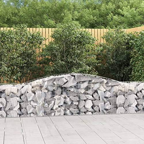 Bulliing Gabionen mit Hochbogen 15 STK. GabionenköRbe Gabionen-Hochbeet 400x50x60/80cm Verzinktes Eisen