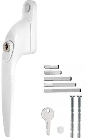 Universal UPVC Window Handle Multi-Spindle,UPVC Window Handle Lockable Window Handle Aluminum White Window Handles for UPVC Windows with Key for 10/15/30/40/50mm,Multi Spindles (White)