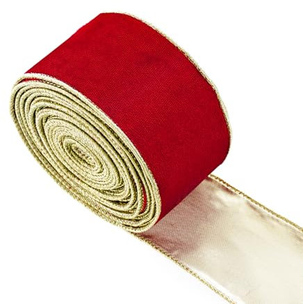 baotongle Rotes Samtband mit Draht, Samtband für Weihnachtsbaum, Geschenkverpackung, Dekoration, Schleifen, Basteln, Kränze, Rot, 6,3 x 9,1 m