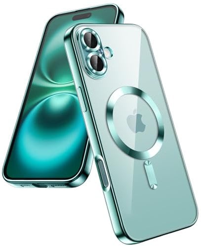 JETech Soft Clear Case for iPhone 16 6.1-Inch, Camera Lens Full Protection, Compatible with MagSafe Wireless Charging, Shockproof Electroplated TPU Phone Cover (Teal)