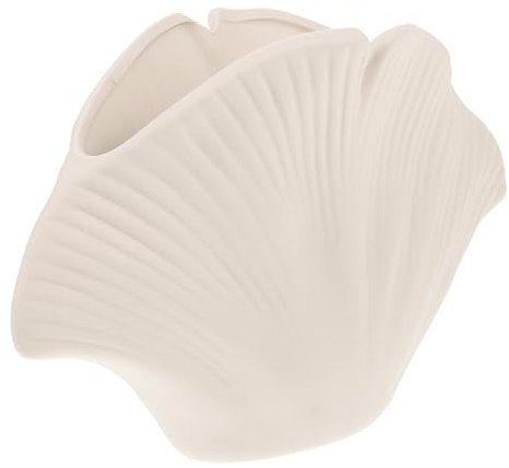 GARVALON Keramikvase Muschelform Kleine Tischvase Wasserfest Modern Für Blumenarrangements Wohnzimmer Dekoration