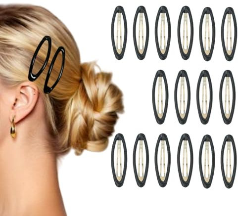 Lot de 16 pinces à cheveux pour cheveux épais de 7,1 cm - Forme ovale - Noir - XL - Pinces à cheveux en métal antidérapantes - Accessoires pour cheveux