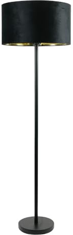 ValueLights | Charlie Black Painted Modern Stem Floor Lamp with Black Velvet & Gold Shade & Warm White Bulb | Floor Lamps, Home Décor & Improvement Essential