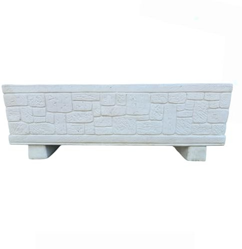 FORTUNATO Fioriera Giardino Cemento Effetto Pietra L.101xP.30xH.34 cm Serie Valle d'Itria Rettangolare Design Modulare