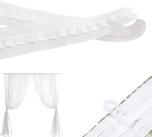 DAAIZIII 1 Roll Gardinenband,Kräuselband Gardinen,Kräuselband,Gardinenband Zum Aufnähen,Gardinen Kräuselband,30m X 2.5cm Gardinenband Universalband,Gardinen Überschrift Band Für Gardine Haken