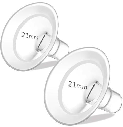 2pcs Breast Shields, Soft Rim Flanges with 106 Degree Wider Opening Angle Compatible with Medela Breast Pump, PersonalFit, Maxflow, Freestyle Flex Swing, Zoome Z1/Z2,Lansinoh (21mm)