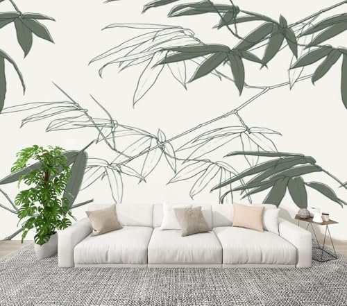 Papier Peint Panoramique Bambou 400x280 cm 3D Papier Peint Intissé Feuilles de Bambou Photo Trompe l'oeil Poster Geant Mural Salon Chambre Enfant Chambre Décoration Murale a.8502