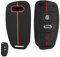 Huybaa Coque de Protection en Silicone pour Clé Audi - Étui Noir à 3 Boutons Compatible avec Audi A1, A3, A4, A6, Q3, Q5 (Noir avec Ligne Rouge)