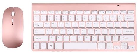 Wrtysully 2.4Ghz Ultra-Thin Wireless Keyboard And Mouse Combo With USB Receiver Mouse Keyboard set For PC WindowsXP/7/8/10(rose gold)