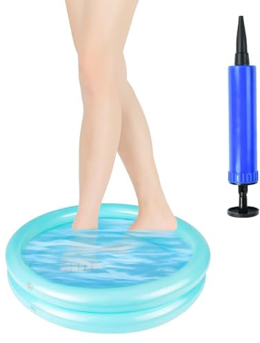 ARTGUTS Piscine gonflable en PVC - Piscine gonflable - Bain de pieds avec pompe à ballon - Pour piscine, maison, spa, piscine (rond, bleu)