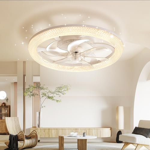 Sararoom Deckenventilator mit Beleuchtung 48cm, 70W LED Deckenleuchte mit Ventilator, 3 Farbtemperatur 6 Geschwindigkeiten Deckenlampe Dimmbar Fernbedienung & App für Wohnzimmer Schlafzimmer Büro