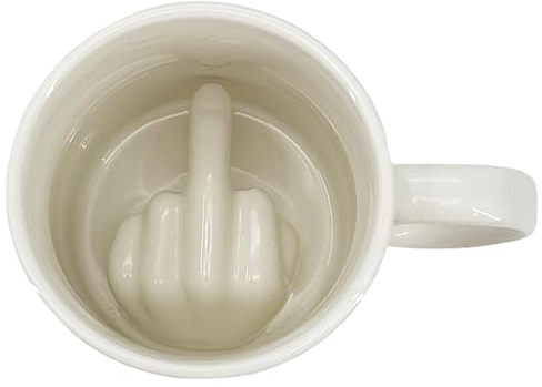 #winning Up Yours Coffee Mug Novelty Middle Finger White Glazed Ceramic Cup