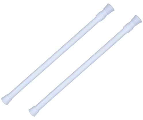 VYNZOR 2 Stück Klein Teleskopstange, 30-50cm Verstellbare Spannstange Ohne Bohren, Weiße Ausziehbare Hängestange, Gardinen Klemmstange, für Fenster, Bücherregal, Kleiderschrank, Schränke