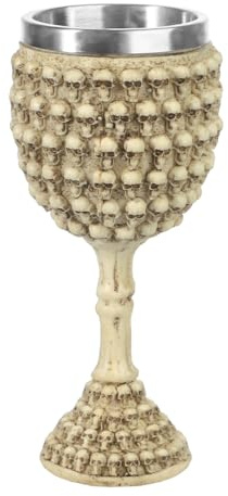 Stainless Steel Skull Wine Goblet Resin Skeletal Beer Cup Gothic Viking Warrior Skull Mug Medieval Drinkware Wineglasses Sacrifice Wine Chalice Cup Whiskey Cocktail Drinking Mug Halloween Bar Decor
